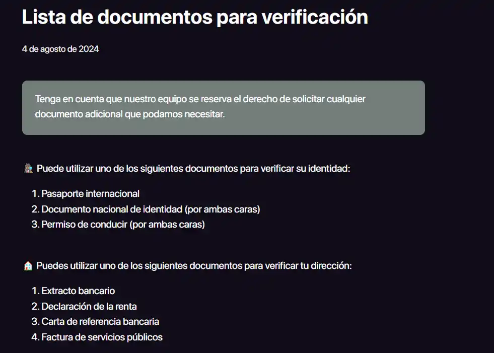 Criterios de verificación KYC publicados por CHEXX